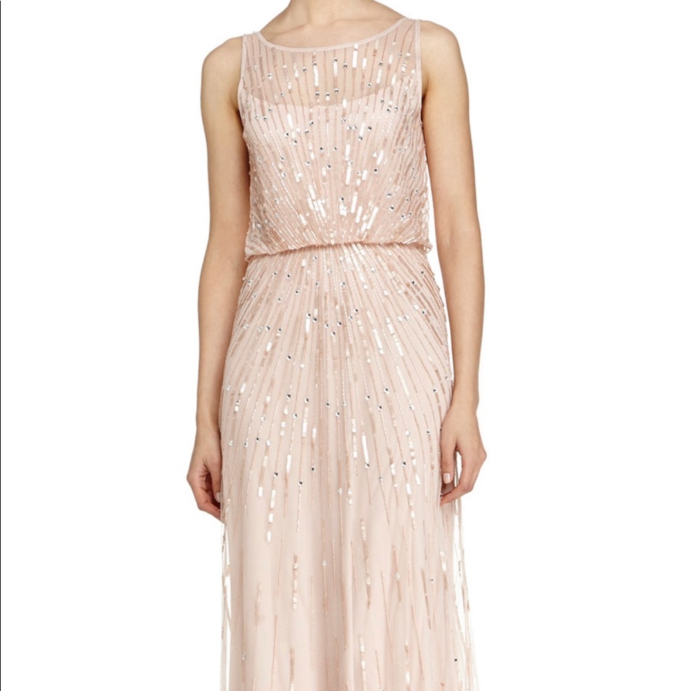 Aidan Mattix champagne sequin dress